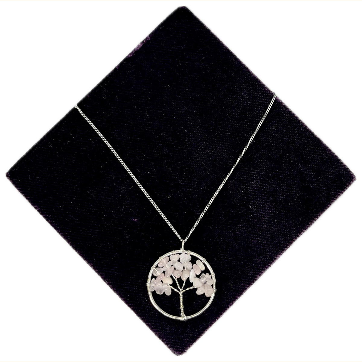 Pembe Kuvars Hayat Ağacı Kolye