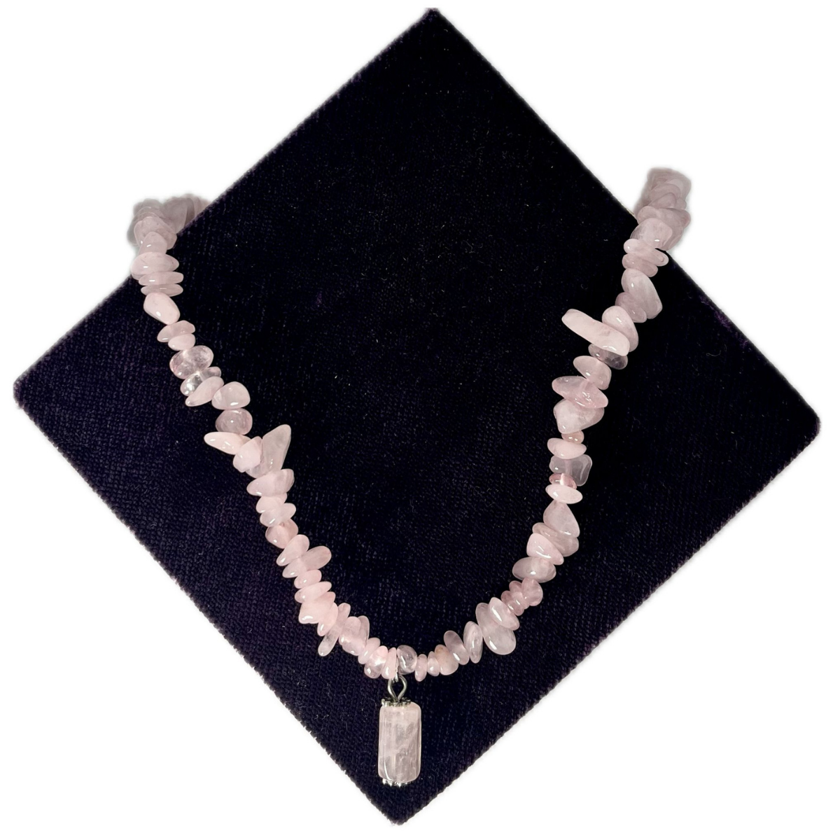 Pembe Kuvars Taşlı Kolye